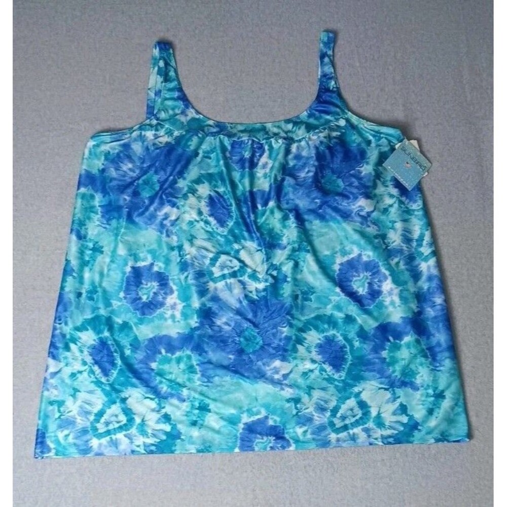 NWT! Sunbird Swimsuit Tankini Tunic  Women Size 34W Plus Tie Dye Color Blue 400